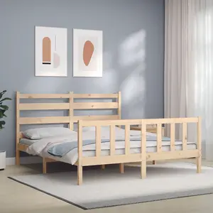 Berkfield Bed Frame with Headboard 160x200 cm Solid Wood