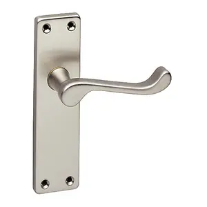 URBNLIVING 150mm Length Victorian Scroll Metal & Satin Nickel Plain Lever Latch Door Handle