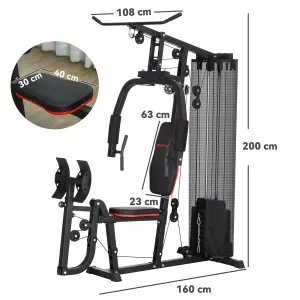 SPORTNOW Home Gym Machine Compact Multi Gym with 45kg Weight Stack