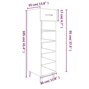 Berkfield Shoe Cabinet Grey Sonoma 30x35x105 cm Engineered Wood