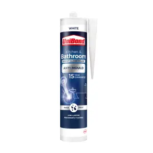 UniBond White Silicone-based Bathroom & kitchen Sanitary sealant, 300ml