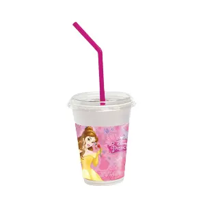 Disney Princess Enchanted Plastic Belle Milkshake Gl (Pack of 12) Pink/Yellow (One Size)