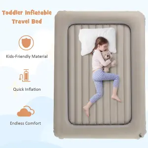 COSTWAY Inflatable Toddler Travel Bed Portable Kids Air Mattress Set w/ Electric Pump