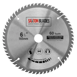 Saxton TCT16560TSK TCT Circular Saw Blade 165mm x 60 teeth x 20mm Bore & 16mm Ring