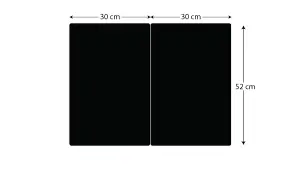 ALLboards Glass Chopping Board BLACK CLASSIC Black 2 Set 52x30cm Cutting Board Splashback Worktop Saver for Kitchen