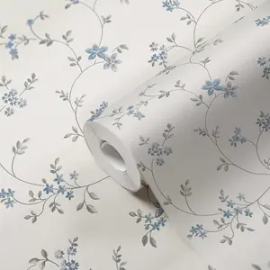 Galerie Maison Charme Grey Petit Floral Motif Wallpaper Roll