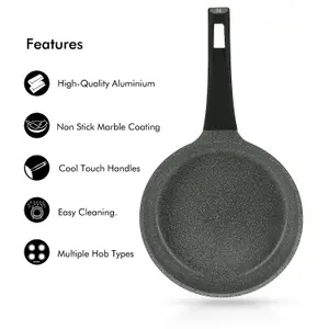 Royalford Frying Pan with Durable Marble Coating, 26CM  Die-Cast Aluminium Skillet