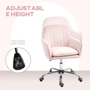 HOMCOM Office Chair, Swivel Desk Chair w/ Adjustable Height, Pink