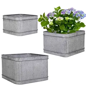 Set of 3 Corrugated Dolly Indoor Outdoor Garden Planters