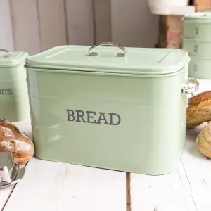 Living Nostalgia Bread Bin with Traditional top-opening lid -English Sage Green