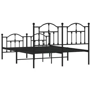 Berkfield Metal Bed Frame with Headboard and Footboard Black 140x200 cm