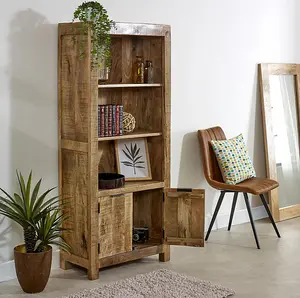 Surrey Bookcase with Doors - Solid Mango Wood - L40 x W70 x H165 cm