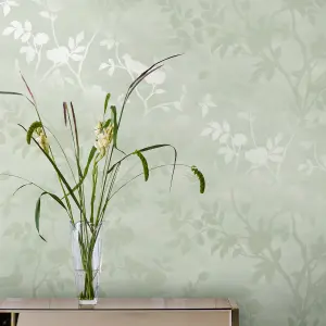 Laura Ashley Eglantine Silhouette Eau de nil Trail Smooth Wallpaper