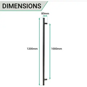 AFIT Matt Black Guardsman Pull Handles - Bolt Through 1200 x 32 x 1000mm