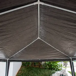 BIRCHTREE 3X6M Outdoor PE Gazebo Patio Shade Canopy Waterproof 6 Pieces Sidewalls Grey