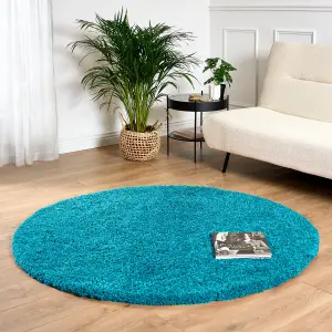 Teal Blue Thick Shaggy Rug - California