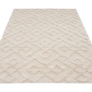 Silver Geometric Lined Abstract Area Rug 120cm x 170cm