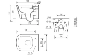 Aquarius Laura Rimless Wall Hung Toilet WC with Soft Close Seat