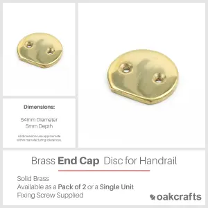 Oakcrafts - Solid Brass End Cap Disc - 54mm