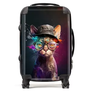 Devon Rex Cat With Hat Splashart Suitcase - Cabin