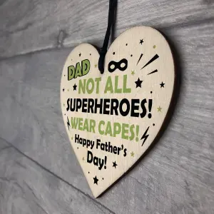 Red Ocean Fathers Day Gifts Novelty Dad Gifts Superhero Dad Funny Novelty Gift Wooden Heart