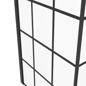 SunDaze 6mm Toughened Safety Glass L Shaped Black Grid Shower Bath Screen Fixed Return