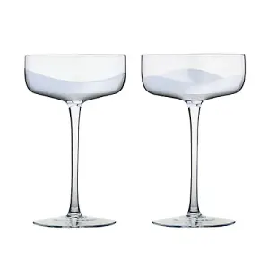 Anton Studios Wave Set of 2 Champagne Saucers Silver