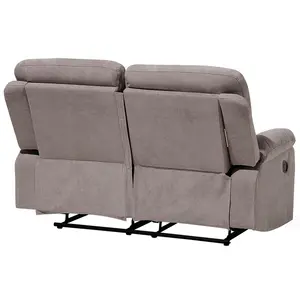 2 Seater Fabric Manual Recliner Sofa Taupe Beige BERGEN