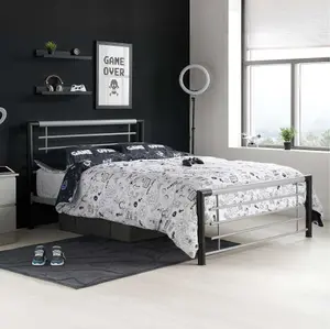 Birlea Faro Small Double Bed Silver & Black