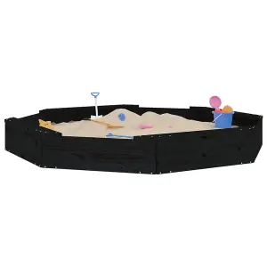 Berkfield Sandbox with Seats Black Octagon Solid Wood Pine