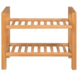 Berkfield Shoe Rack with 2 Shelves 50x27x40 cm Solid Oak Wood