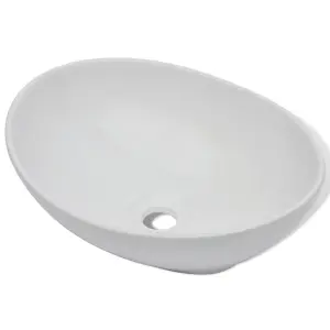 Berkfield Bathroom Basin with Mixer Tap Ceramic Oval White