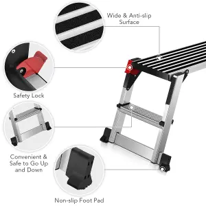 Costway Aluminum Folding Hop Up Work Platform Step Up Bench Ladder Stool w/ Safety Lock