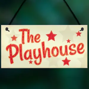 Red Ocean Childs The Playhouse Bedroom Playroom Sign Hanging Wall Plaque Son Daughter Gift For Kids