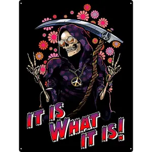 Grindstore It Is What It Is Tin Happy Reaper Plaque Black (One Size)