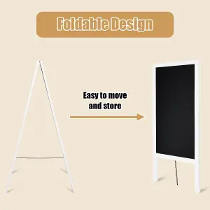 Costway Double-Sided Chalkboard Foldable Advertising Board w/ Magnetic Chalkboard Eraser for Home Cafe Restaurant Flower Shop