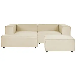 Corner Sofa with Ottoman APRICA Beige 2 Seater Right Hand