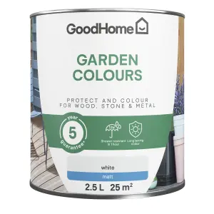 GoodHome Colour It White Matt Multi-surface paint, 2.5L