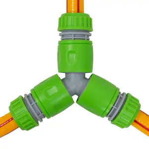 Garden watering hose pipe splitter with 3 x universal hose fittings