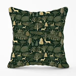 Green Christmas Woodlands Cushions 45cm x 45cm