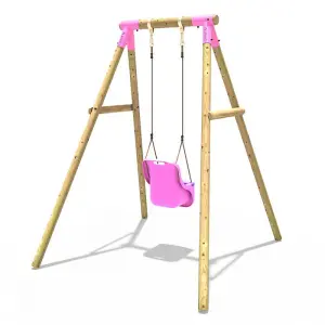 Rebo Wooden Garden Swing Set with Baby Seat - Pluto Pink