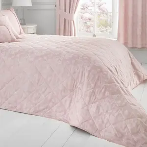 Avonia Polyester Floral Bedspread Blush Pink