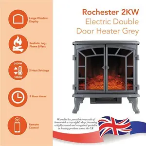 Warmlite 2KW Rochester Stove Fire - Grey | Robert Dyas