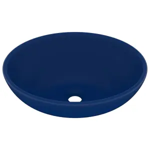 Berkfield Luxury Basin Oval-shaped Matt Dark Blue 40x33 cm Ceramic