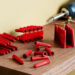 Maxifix 100pc 6mm Red Plastic Wall Plugs