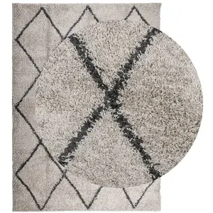 Shaggy Rug PAMPLONA High Pile Modern Beige and Anthracite 200x280 cm