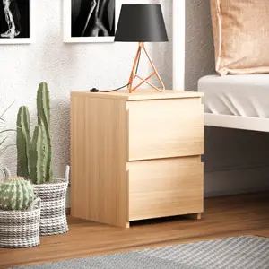 Cunha 2 Drawer Bedside Table Pine