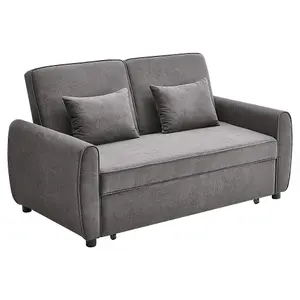 Convertible Sofa Bed with 2 Pillows in Dark Grey Suitable for Small Apartment