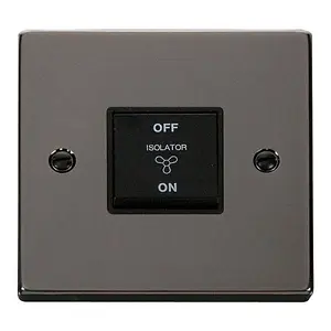 Black Nickel 10A 3 Pole Fan Isolation Switch - Black Trim - SE Home