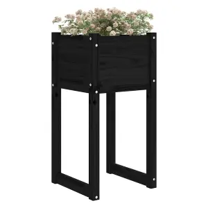 Berkfield Planter Black 40x40x81 cm Solid Wood Pine